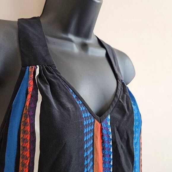 Trina Turk Silk Striped Houndstooth Tank Top - Picture 2 of 9